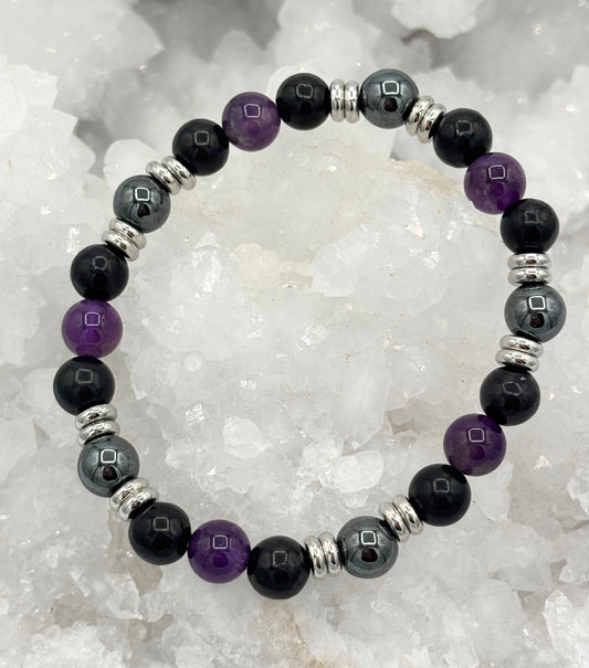 Crystal Bracelet - Amethyst & Shungite