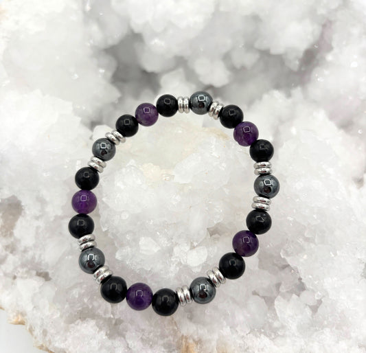 Crystal Bracelet - Amethyst & Shungite