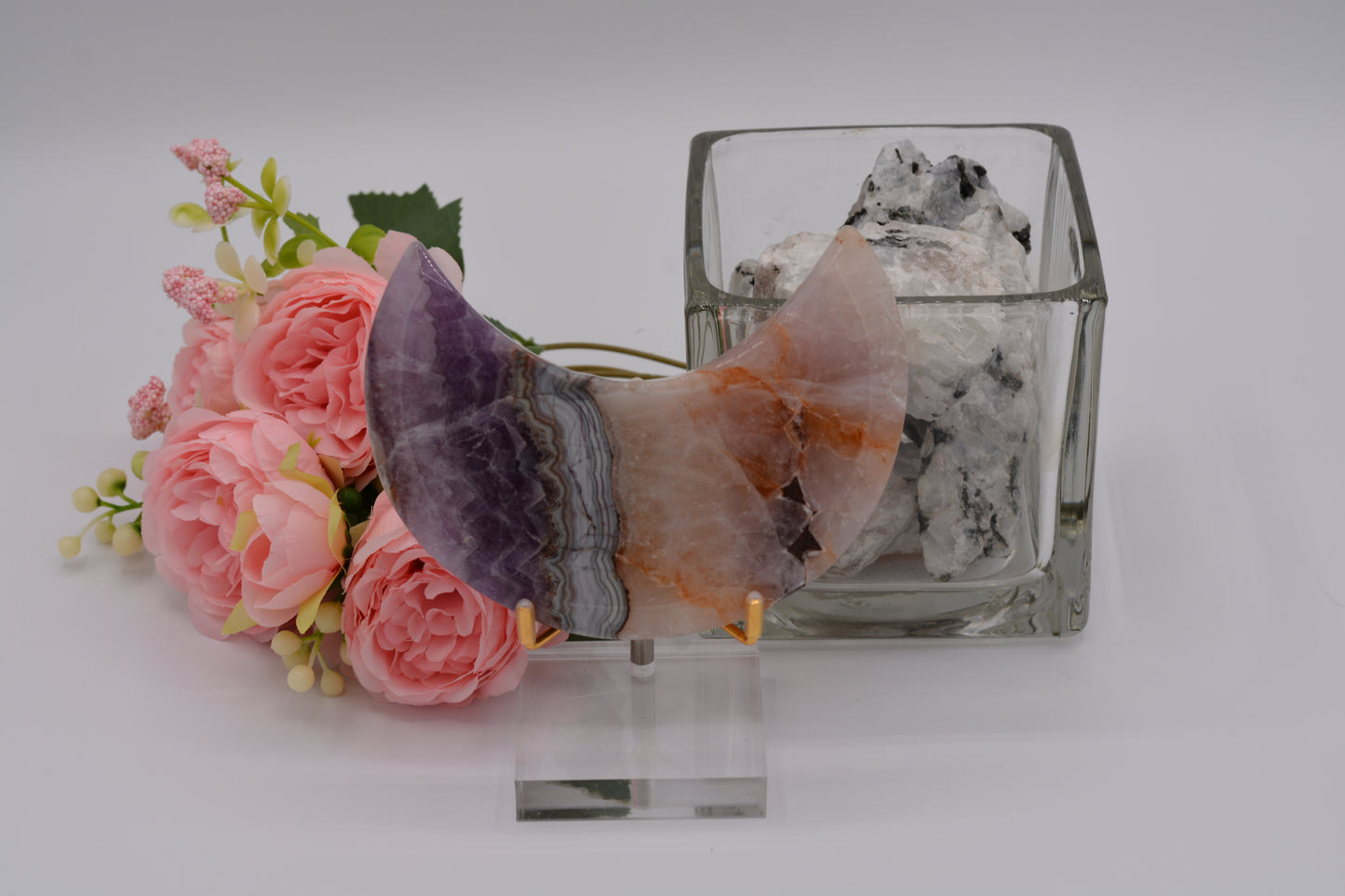 Amethyst & Mexican Crazy Lace Agate Moon B