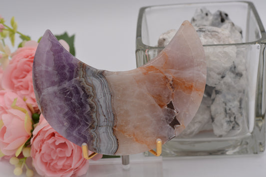 Amethyst & Mexican Crazy Lace Agate Moon B