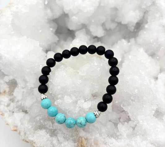 Crystal Bracelet - Turquoise & Black Obsidian