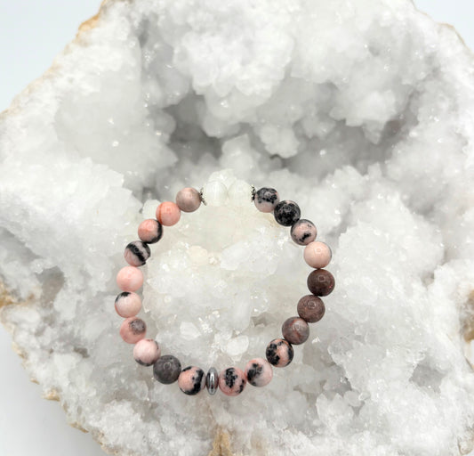 Crystal Bracelet - Pink Zebra Jasper w/Selenite